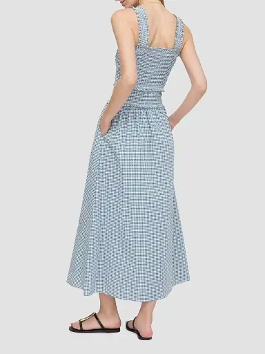 Hill House Home Women's The Azalea Midi Nap Dress - Lagoon Gingham | Thumbnail 3 Hill House Home Women's The Azalea Midi Nap Dress - Lagoon Gingham | Thumbnail 3