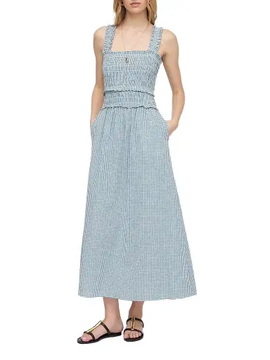 Hill House Home Women's The Azalea Midi Nap Dress - Lagoon Gingham | Thumbnail 1 Hill House Home Women's The Azalea Midi Nap Dress - Lagoon Gingham | Thumbnail 1