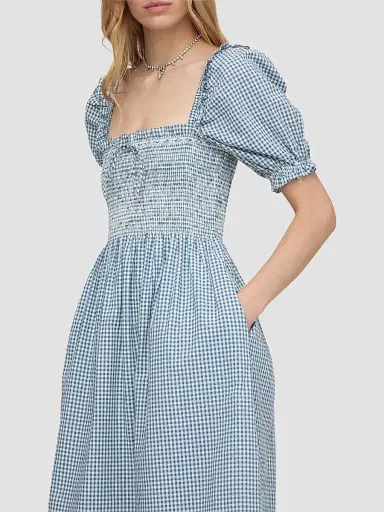 Hill House Home Women's The Scarlett Midi Nap Dress - Lagoon Gingham - Size Small | Thumbnail 4 Hill House Home Women's The Scarlett Midi Nap Dress - Lagoon Gingham - Size Small | Thumbnail 4