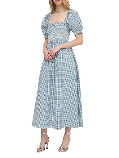 Hill House Home Women's The Scarlett Midi Nap Dress - Lagoon Gingham - Size Small | Thumbnail 1 Hill House Home Women's The Scarlett Midi Nap Dress - Lagoon Gingham - Size Small | Thumbnail 1