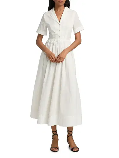 Staud Women's Meryl Voile Midi Shirtdress - White | Thumbnail 3 Staud Women's Meryl Voile Midi Shirtdress - White | Thumbnail 3