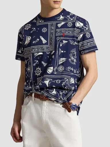 Polo Ralph Lauren Men's Classic-Fit Bandana Jersey T-Shirt - Naut Bandana Patchwork | Thumbnail 4 Polo Ralph Lauren Men's Classic-Fit Bandana Jersey T-Shirt - Naut Bandana Patchwork | Thumbnail 4