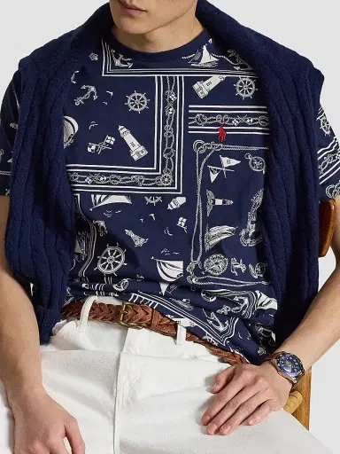 Polo Ralph Lauren Men's Classic-Fit Bandana Jersey T-Shirt - Naut Bandana Patchwork | Thumbnail 5 Polo Ralph Lauren Men's Classic-Fit Bandana Jersey T-Shirt - Naut Bandana Patchwork | Thumbnail 5