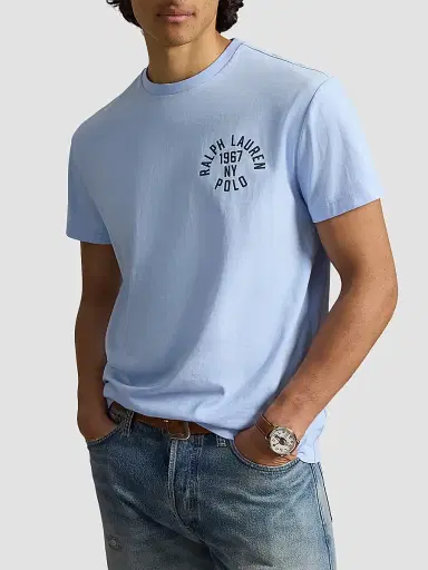 Polo Ralph Lauren Men's Classic-Fit Logo Jersey T-Shirt - Office Blue - Size XXL | Thumbnail 4 Polo Ralph Lauren Men's Classic-Fit Logo Jersey T-Shirt - Office Blue - Size XXL | Thumbnail 4