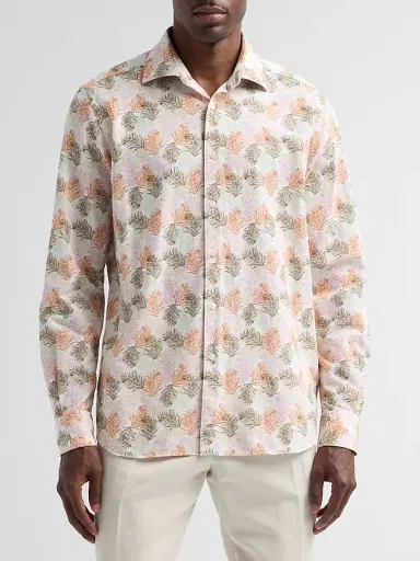 Saks Fifth Avenue Men's COLLECTION Palm Cotton Shirt - Orange | Thumbnail 4 Saks Fifth Avenue Men's COLLECTION Palm Cotton Shirt - Orange | Thumbnail 4