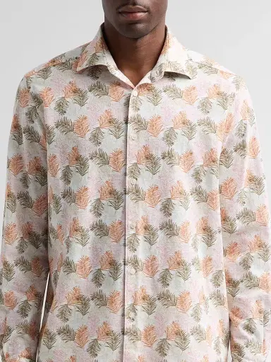 Saks Fifth Avenue Men's COLLECTION Palm Cotton Shirt - Orange | Thumbnail 5 Saks Fifth Avenue Men's COLLECTION Palm Cotton Shirt - Orange | Thumbnail 5