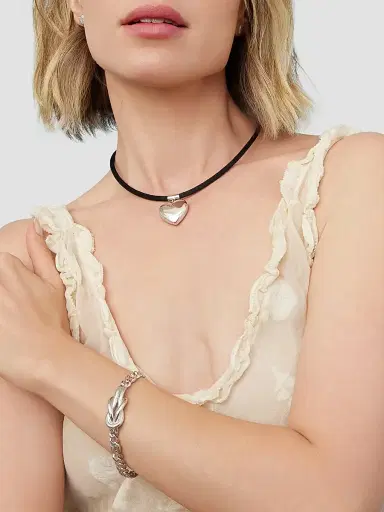 Oradina Women's Lover Cord Pendant Necklace in Sterling Silver - Silver | Thumbnail 2 Oradina Women's Lover Cord Pendant Necklace in Sterling Silver - Silver | Thumbnail 2