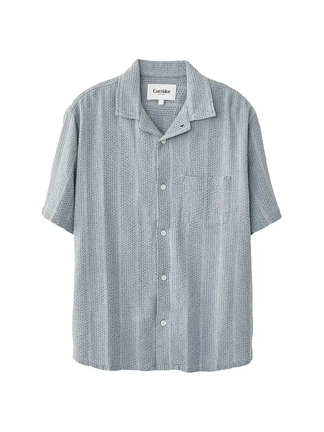 Men's Striped Seersucker Camp Shirt - Indigo Men's Striped Seersucker Camp Shirt - Indigo