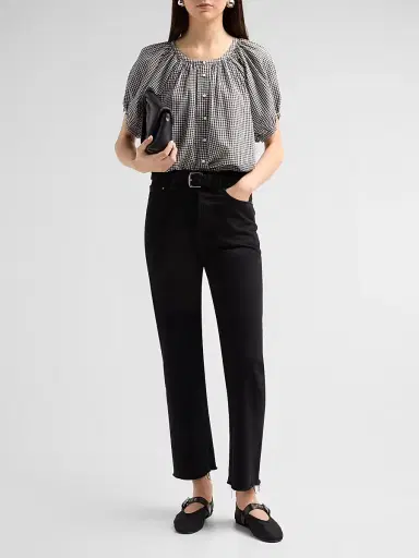 DÔEN Women's June Gingham Cotton Top - Noir La Maddalena Gingham - Size XXS | Thumbnail 2 DÔEN Women's June Gingham Cotton Top - Noir La Maddalena Gingham - Size XXS | Thumbnail 2