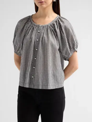 DÔEN Women's June Gingham Cotton Top - Noir La Maddalena Gingham - Size XXS | Thumbnail 4 DÔEN Women's June Gingham Cotton Top - Noir La Maddalena Gingham - Size XXS | Thumbnail 4