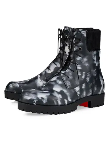 Christian Louboutin Men's Trapman TCT 2 Leather Lace-Up Booties - Black White - Size 13 | Thumbnail 2 Christian Louboutin Men's Trapman TCT 2 Leather Lace-Up Booties - Black White - Size 13 | Thumbnail 2