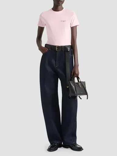 Givenchy Women's Slim T-Shirt in Cotton with Embroidery - Light Pink | Thumbnail 2 Givenchy Women's Slim T-Shirt in Cotton with Embroidery - Light Pink | Thumbnail 2