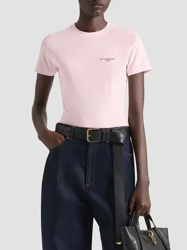 Givenchy Women's Slim T-Shirt in Cotton with Embroidery - Light Pink | Thumbnail 3 Givenchy Women's Slim T-Shirt in Cotton with Embroidery - Light Pink | Thumbnail 3