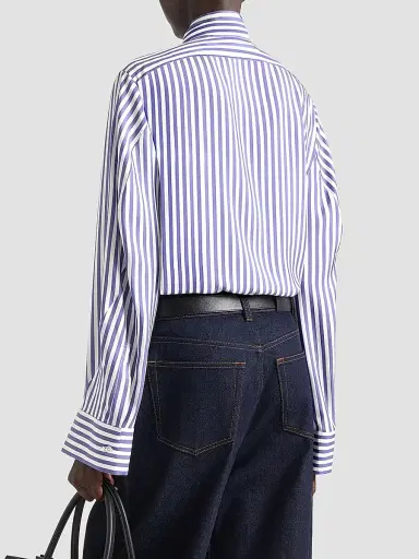 Givenchy Women's Cocoon Striped Shirt in Silk with Bow - Electric Blue White - Size 10 | Thumbnail 4 Givenchy Women's Cocoon Striped Shirt in Silk with Bow - Electric Blue White - Size 10 | Thumbnail 4