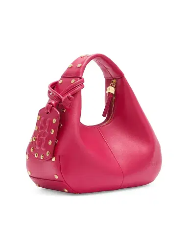 Ganni Women's Mini Studded Leather Hobo Bag - Dark Red | Thumbnail 2 Ganni Women's Mini Studded Leather Hobo Bag - Dark Red | Thumbnail 2