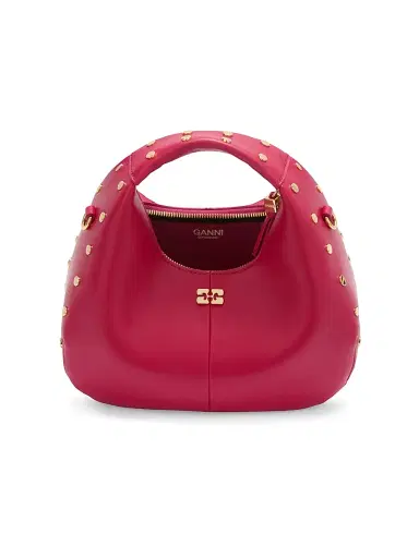 Ganni Women's Mini Studded Leather Hobo Bag - Dark Red | Thumbnail 3 Ganni Women's Mini Studded Leather Hobo Bag - Dark Red | Thumbnail 3