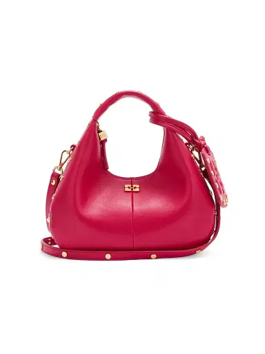 Ganni Women's Mini Studded Leather Hobo Bag - Dark Red | Thumbnail 1 Ganni Women's Mini Studded Leather Hobo Bag - Dark Red | Thumbnail 1