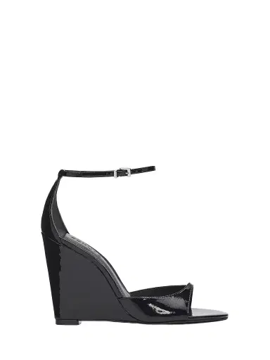 Schutz Women's Scarlett 100MM Patent Leather Wedge Sandals - Black | Thumbnail 1 Schutz Women's Scarlett 100MM Patent Leather Wedge Sandals - Black | Thumbnail 1