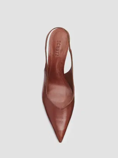 Schutz Women's Lexi 90MM Leather Slingback Pumps - Warm Toffee | Thumbnail 3 Schutz Women's Lexi 90MM Leather Slingback Pumps - Warm Toffee | Thumbnail 3