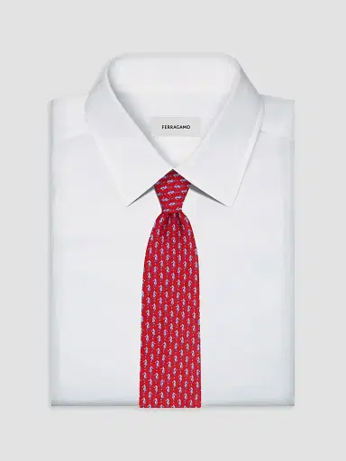 Ferragamo Men's Seahorse and Mini Hearts Silk Tie | Thumbnail 2 Ferragamo Men's Seahorse and Mini Hearts Silk Tie | Thumbnail 2