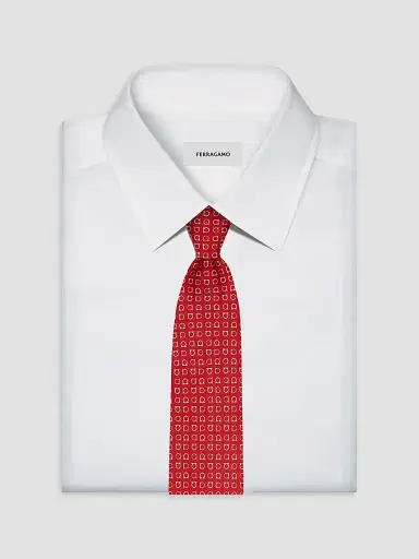 Ferragamo Men's Gancini Two-Tone Silk Tie | Thumbnail 2 Ferragamo Men's Gancini Two-Tone Silk Tie | Thumbnail 2