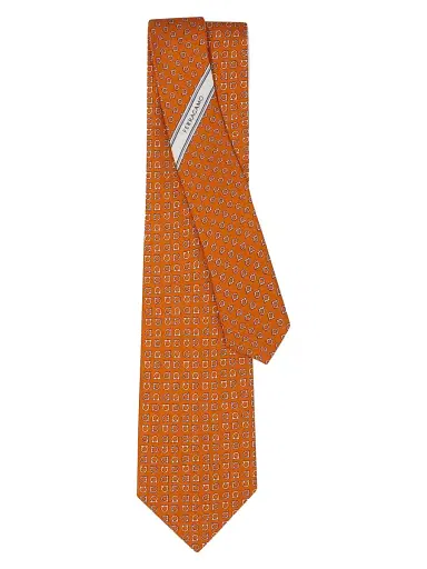 Ferragamo Men's Gancini Two-Tone Silk Tie - Arancio | Thumbnail 2 Ferragamo Men's Gancini Two-Tone Silk Tie - Arancio | Thumbnail 2