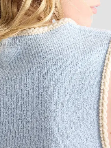 Prada Women's Cotton Bouclé Crop Top - Blue - Size 10 | Thumbnail 6 Prada Women's Cotton Bouclé Crop Top - Blue - Size 10 | Thumbnail 6