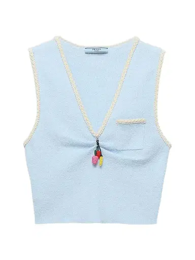 Prada Women's Cotton Bouclé Crop Top - Blue - Size 10 | Thumbnail 1 Prada Women's Cotton Bouclé Crop Top - Blue - Size 10 | Thumbnail 1