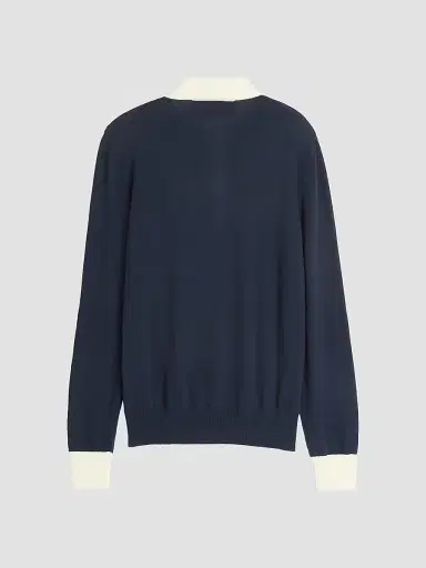 Valentino Garavani Men's Long-Sleeved Cotton Polo Shirt - Indigo Butter | Thumbnail 2 Valentino Garavani Men's Long-Sleeved Cotton Polo Shirt - Indigo Butter | Thumbnail 2