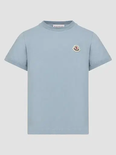 Moncler Little Boy's & Boy's Crewneck T-Shirt in Cotton - Light Blue Grey Navy Blue | Thumbnail 2 Moncler Little Boy's & Boy's Crewneck T-Shirt in Cotton - Light Blue Grey Navy Blue | Thumbnail 2