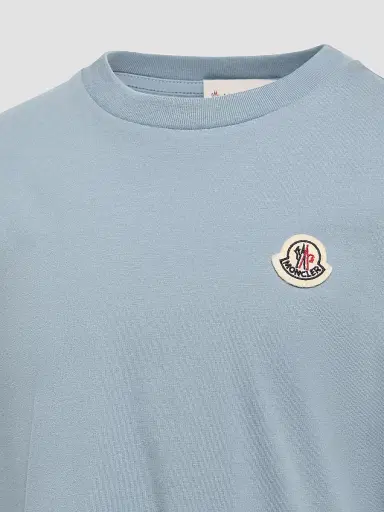 Moncler Little Boy's & Boy's Crewneck T-Shirt in Cotton - Light Blue Grey Navy Blue | Thumbnail 4 Moncler Little Boy's & Boy's Crewneck T-Shirt in Cotton - Light Blue Grey Navy Blue | Thumbnail 4