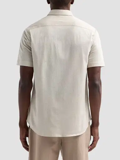 Emporio Armani Men's Tonal Textured Cotton Short-Sleeve Shirt - Sand | Thumbnail 3 Emporio Armani Men's Tonal Textured Cotton Short-Sleeve Shirt - Sand | Thumbnail 3