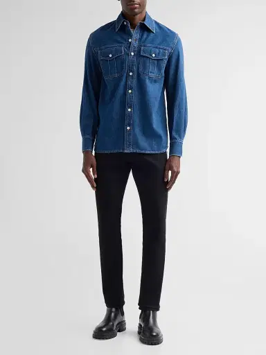 Isaia Men's Cotton Denim Pocket Shirt - Medium Blue - Size XXL | Thumbnail 2 Isaia Men's Cotton Denim Pocket Shirt - Medium Blue - Size XXL | Thumbnail 2