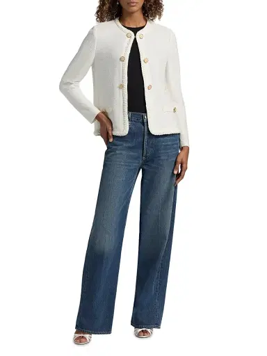 Misook Women's Braid-Trim Knit Jacket - New Ivory - Size XXL | Thumbnail 2 Misook Women's Braid-Trim Knit Jacket - New Ivory - Size XXL | Thumbnail 2