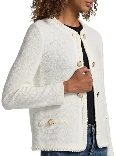 Misook Women's Braid-Trim Knit Jacket - New Ivory - Size XXL | Thumbnail 6 Misook Women's Braid-Trim Knit Jacket - New Ivory - Size XXL | Thumbnail 6