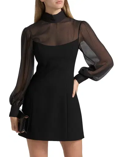 Cinq à Sept Women's Fili Mesh Tieneck Minidress - Black | Thumbnail 3 Cinq à Sept Women's Fili Mesh Tieneck Minidress - Black | Thumbnail 3