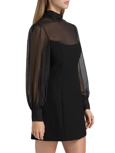 Cinq à Sept Women's Fili Mesh Tieneck Minidress - Black | Thumbnail 4 Cinq à Sept Women's Fili Mesh Tieneck Minidress - Black | Thumbnail 4
