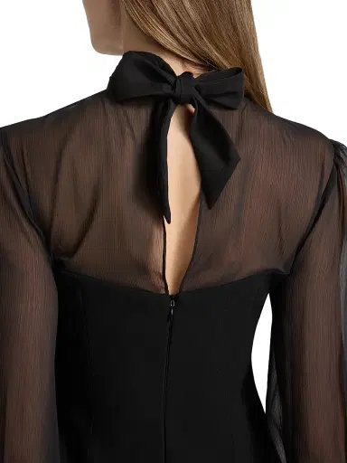 Cinq à Sept Women's Fili Mesh Tieneck Minidress - Black | Thumbnail 6 Cinq à Sept Women's Fili Mesh Tieneck Minidress - Black | Thumbnail 6