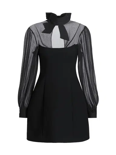 Cinq à Sept Women's Fili Mesh Tieneck Minidress - Black | Thumbnail 1 Cinq à Sept Women's Fili Mesh Tieneck Minidress - Black | Thumbnail 1