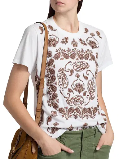 Johnny Was Women's Jaden Paisley Crewneck T-Shirt - White | Thumbnail 6 Johnny Was Women's Jaden Paisley Crewneck T-Shirt - White | Thumbnail 6