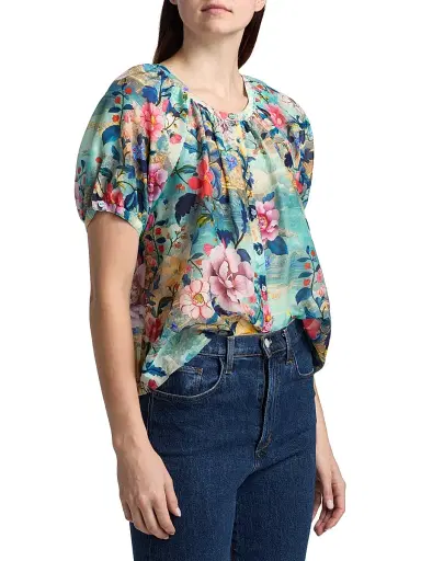 Johnny Was Women's Avah Chemis Floral Button-Front Shirt - Chemis Scarf | Thumbnail 4 Johnny Was Women's Avah Chemis Floral Button-Front Shirt - Chemis Scarf | Thumbnail 4