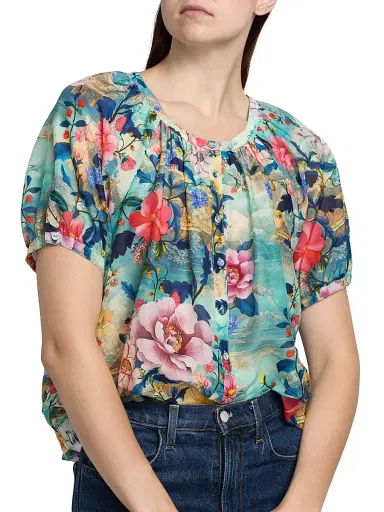 Johnny Was Women's Avah Chemis Floral Button-Front Shirt - Chemis Scarf | Thumbnail 6 Johnny Was Women's Avah Chemis Floral Button-Front Shirt - Chemis Scarf | Thumbnail 6