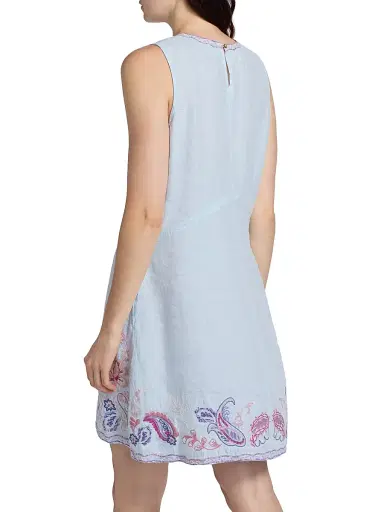 Johnny Was Women's Chevron Cleolia Embroidered Paisley Linen-Blend Minidress - Blue Slub Linen | Thumbnail 5 Johnny Was Women's Chevron Cleolia Embroidered Paisley Linen-Blend Minidress - Blue Slub Linen | Thumbnail 5