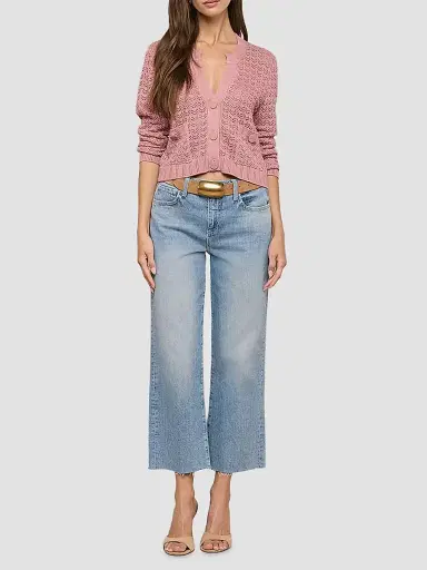 L'Agence Women's Orla Pointelle-Knit Crop Cardigan - Lilas - Size XL | Thumbnail 2 L'Agence Women's Orla Pointelle-Knit Crop Cardigan - Lilas - Size XL | Thumbnail 2