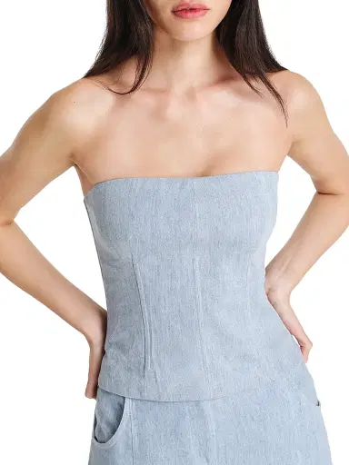 TWP Women's Jillian Hemp Strapless Bustier - Light Indigo | Thumbnail 3 TWP Women's Jillian Hemp Strapless Bustier - Light Indigo | Thumbnail 3
