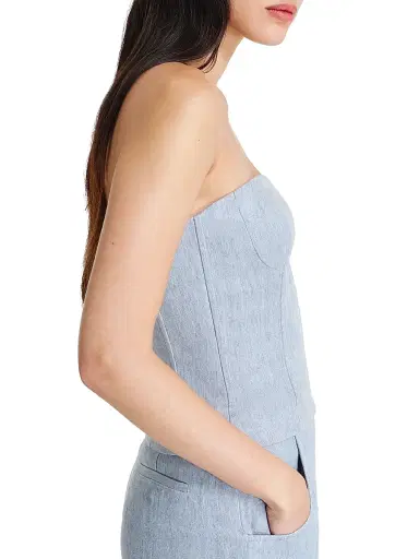 TWP Women's Jillian Hemp Strapless Bustier - Light Indigo | Thumbnail 4 TWP Women's Jillian Hemp Strapless Bustier - Light Indigo | Thumbnail 4