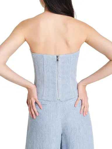 TWP Women's Jillian Hemp Strapless Bustier - Light Indigo | Thumbnail 5 TWP Women's Jillian Hemp Strapless Bustier - Light Indigo | Thumbnail 5
