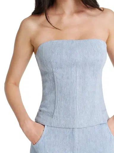 TWP Women's Jillian Hemp Strapless Bustier - Light Indigo | Thumbnail 6 TWP Women's Jillian Hemp Strapless Bustier - Light Indigo | Thumbnail 6