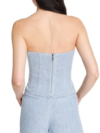 TWP Women's Jillian Hemp Strapless Bustier - Light Indigo | Thumbnail 7 TWP Women's Jillian Hemp Strapless Bustier - Light Indigo | Thumbnail 7