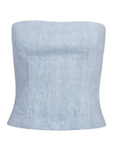 TWP Women's Jillian Hemp Strapless Bustier - Light Indigo | Thumbnail 1 TWP Women's Jillian Hemp Strapless Bustier - Light Indigo | Thumbnail 1